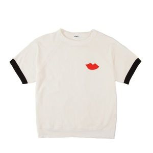 Clare V. Lip Sweatshirt Short Sleeve XS